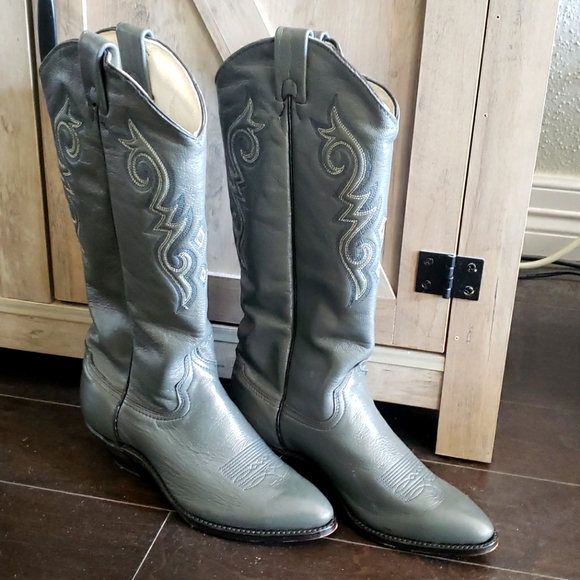 Abilene Boot Co. Shoes - ABILENE genuine leather western cowboy women tall boots grey
